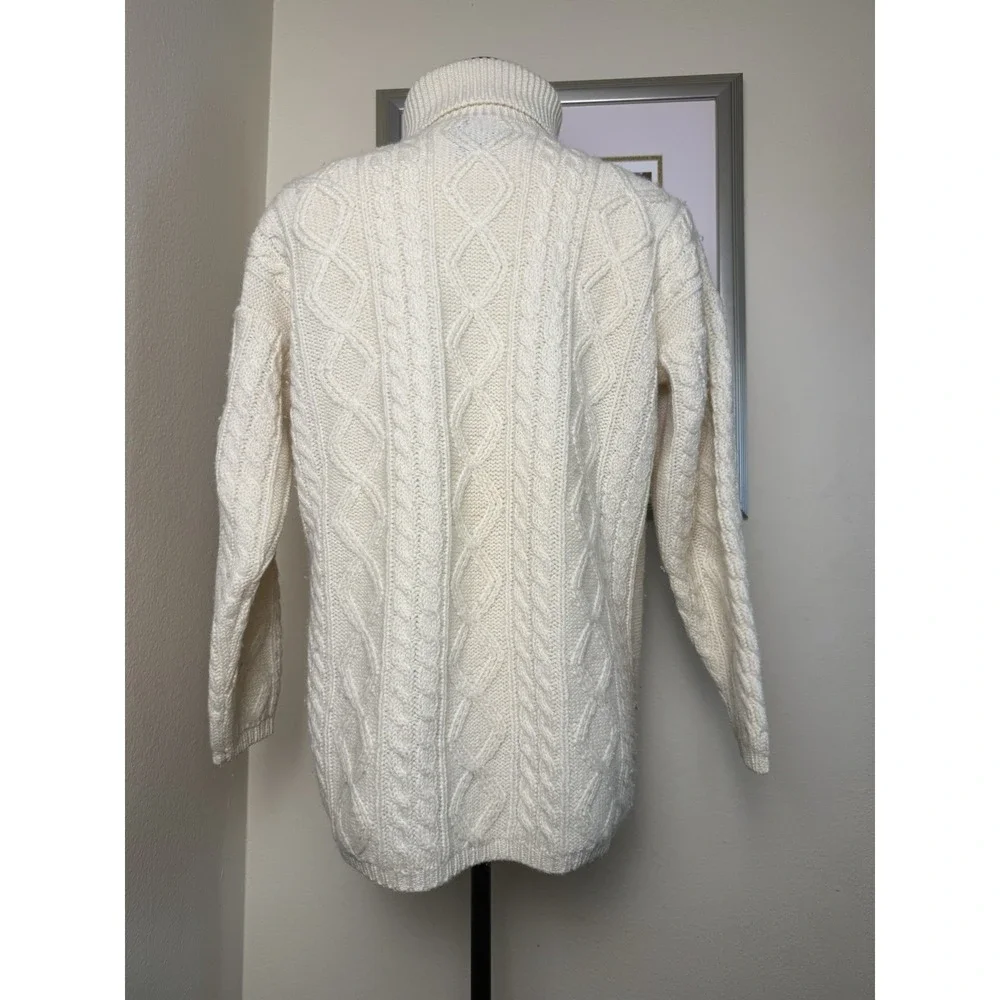 Vintage 80's Charter Club Sweater Wool Cable‎ Knit Fisherman | Cream | Medium